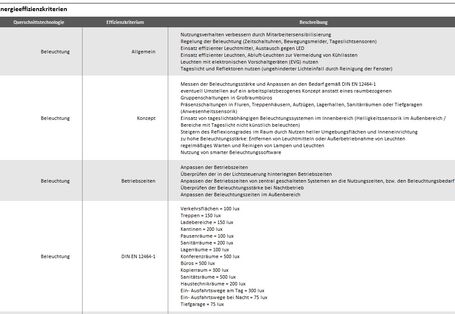 Grafik Element 9 - Energieeffizienzkriterien Beleuchtung