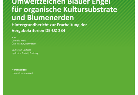 Cover des Berichts "Umweltzeichen Blauer Engel für organische Kultursubstrate und Blumenerden"