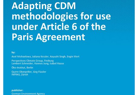 Cover of report "Adapting CDM methodologies for use under Article 6 of the Paris Agreement"