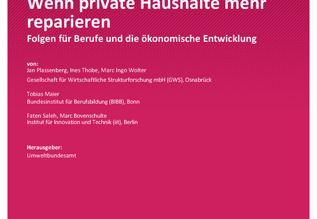 Cover des Berichts "Wenn private Haushalte mehr reparieren"
