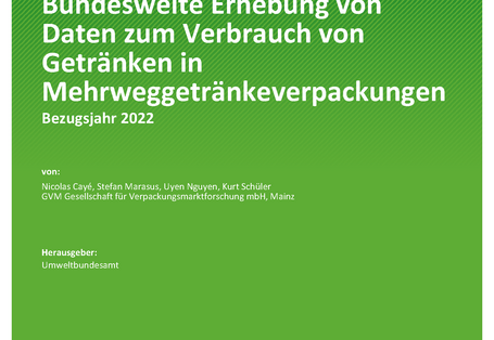 Cover des Berichts "Bundesweite Erhebung von Daten zum Verbrauch von Getränken in Mehrweggetränkeverpackungen"