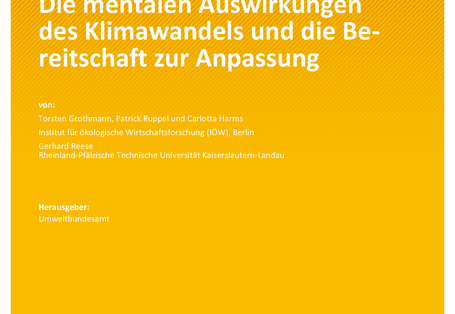 Cover des Berichts "Die mentalen Auswirkungen des Klimawandels und die Bereitschaft zur Anpassung" 