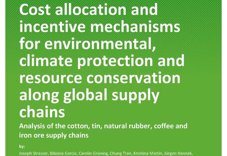 Cover des Berichts "Cost allocation and incentive mechanisms for environmental, climate protection and resource conservation along global supply chains"