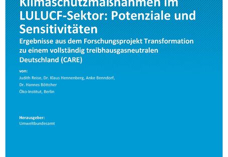Cover des Berichts "Klimaschutzmaßnahmen im LULUCF-Sektor: Potenziale und Sensitivitäten"
