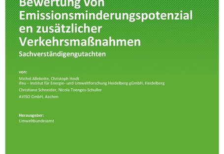Cover des Berichts "Bewertung von Emissionsminderungspotenzialen zusätzlicher Verkehrsmaßnahmen"