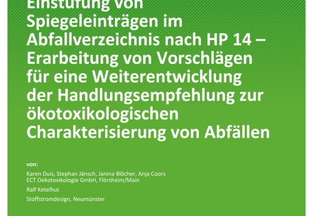 Cover des Berichts "Einstufung von Spiegeleinträgen im Abfallverzeichnis nach HP 14" 