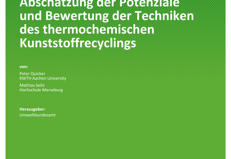 Cover des Berichts "Abschätzung der Potenziale und Bewertung der Techniken des thermochemischen Kunststoffrecyclings"