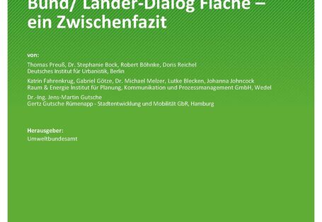 Cover des Berichts "Bund/ Länder-Dialog Fläche – ein Zwischenfazit"