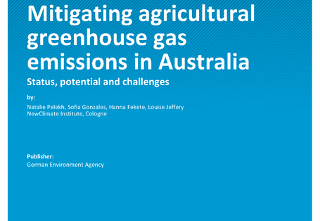 Cover of report "Mitigating agricultural greenhouse gas emissions in Australia"
