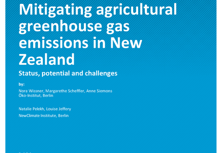 Cover of report "Mitigating agricultural greenhouse gas emissions in New Zealand"