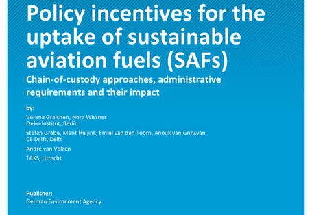 Cover des Berichts "Policy incentives for the uptake of sustainable aviation fuels (SAFs)"
