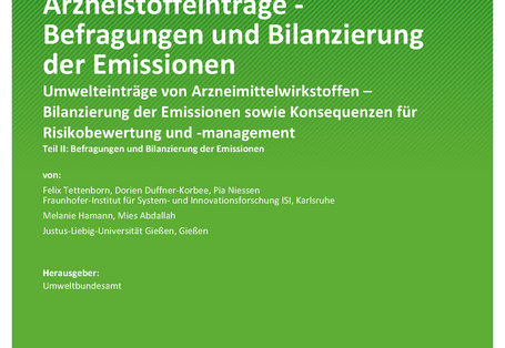 Cover des Berichts "Arzneistoffeinträge - Befragungen und Bilanzierung der Emissionen"