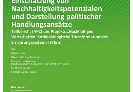 Cover des Berichts "Regionalisierung von Ernährungssystemen: Einschätzung von Nachhaltigkeitspotenzialen und Darstellung politischer Handlungsansätze"
