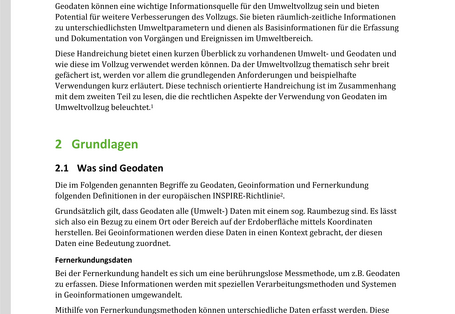 Cover des Factsheets "Geodatennutzung im Umweltvollzug – Teil 1"