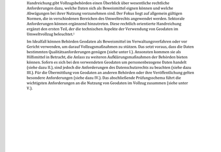Cover des Factsheets "Geodatennutzung im Umweltvollzug – Teil 2"