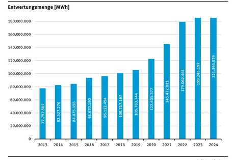 Die gelieferte Menge Ökostrom steigt seit 2013.