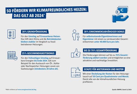 Infografik: Heizen mit Erneuerbaren Energien: BEG-Förderung für klimafreundliches Heizen