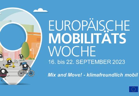 A banner reads: "European Mobility Week 16 to 22 September Mix and Move! - climate-friendly mobility."