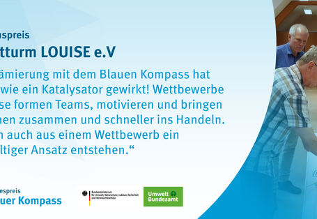 Gewinnerzitat Freundeskreis Technisches Denkmal Brikettfabrik LOUISE e.V.: „Die Prämierung mit dem Blauen Kompass hat für uns wie ein Katalysator gewirkt! Wettbewerbe wie diese formen Teams, motivieren und bringen Menschen zusammen und schneller ins Handeln. So kann auch aus einem Wettbewerb ein nachhaltiger Ansatz entstehen.“