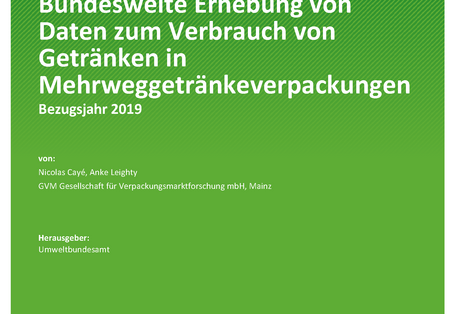 Cover der Publikation TEXTE 116/2021 Bundesweite Erhebung von Daten zum Verbrauch von Getränken in Mehrweggetränkeverpackungen