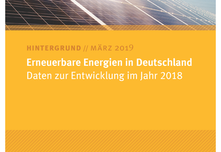 Cover des Hintergrundpapiers Erneuerbare Energien in Deutschland: Daten zur Entwicklung im Jahr 2018