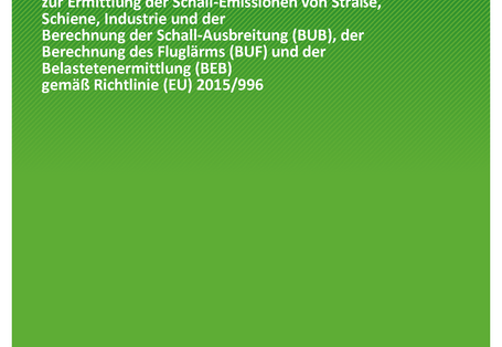Cover der Publikation TEXTE 73/2019 Testaufgaben zur Ermittlung der Schall-Emissionen von Straße, Schiene, Industrie und der Berechnung der Schall-Ausbreitung (BUB), der Berechnung des Fluglärms (BUF) und der Belastetenermittlung (BEB) gemäß Richtlinie (EU) 2015/996
