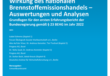 Cover der Publikation Climate Change 45/2022 Wirkung des nationalen Brennstoffemissionshandels