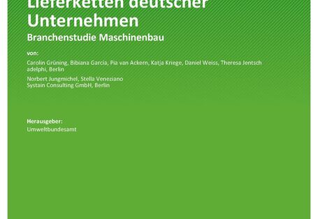 Cover der Publikation TEXTE 55/2023 Umweltrisiken und -auswirkungen in globalen Lieferketten deutscher Unternehmen - Branchenstudie Maschinenbau