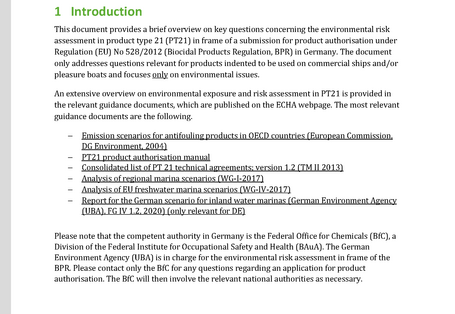 Cover of factsheet Authorisation and environmental risk assessment of biocidal antifouling products