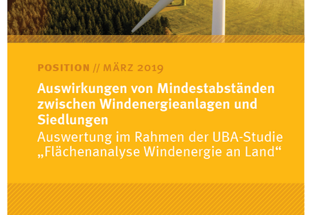 Cover des Positionspapiers Auswirkungen von Mindestabständen zwischen Windenergieanlagen und Siedlungen