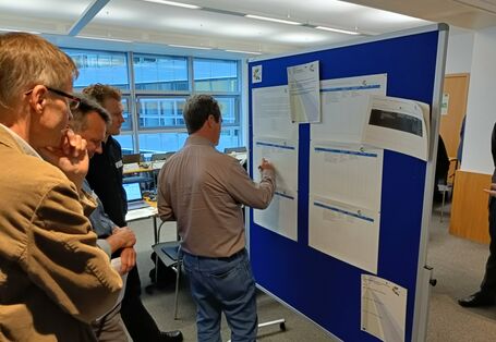 People writing notes on a whiteboard