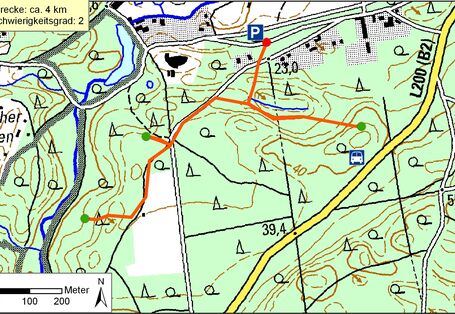 Kartendarstellung des Waldbodenlehrpfades Eberswalde
