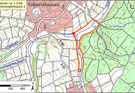 Kartendarstellung des Rundweges in der Studienlandschaft Schwingbachgtal