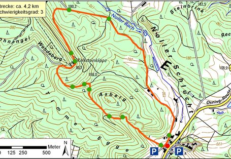 Kartendarstellung des Bodenlehrpfades Noller Schlucht