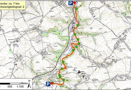 Kartendarstellung des Geopfades Triebischtal