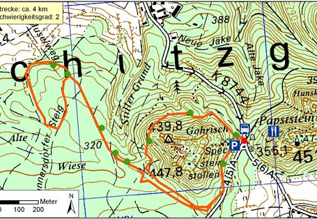 Kartendarstellung des Bodenlehrpfades Gohrisch-Sächsiche Schweiz