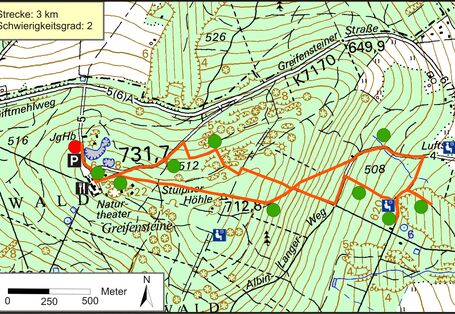 Kartendarstellung des Bodenlehrpfades Stadtwald- Ehrenfriedersdorf