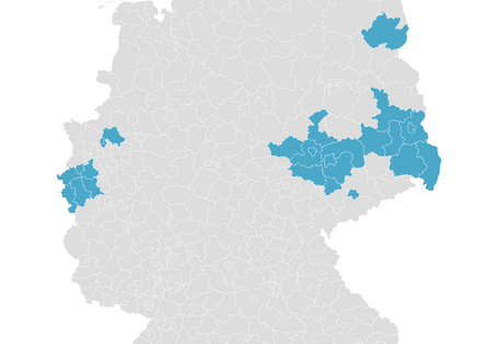 Karte mit Regionen des Fonds für einen gerechten Übergang