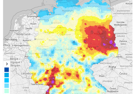 Screenshot zur Kartenanwendung "Heiße Tage und Tropennächte"