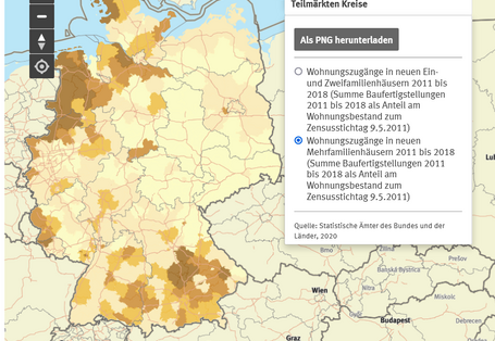 Karte Wohnungsbautätigkeiten nach Teilmärkten Kreise