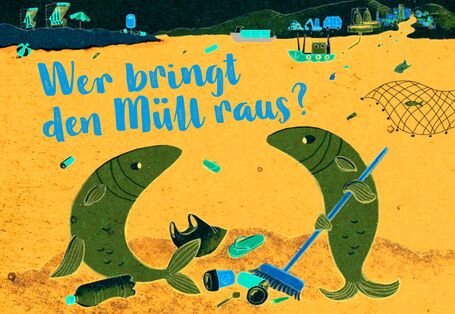 2 Fische kehren den Müll vom Meeresgrund