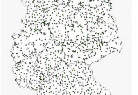 Karte des neuen EUA-Messnetzes, das die Messstellen des neuen EU-Nitramessnetzes mit umfasst