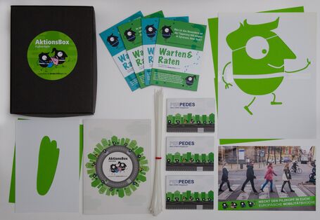 Alle Bestandteile der Aktionsbox Fußverkehr auf einen Blick.