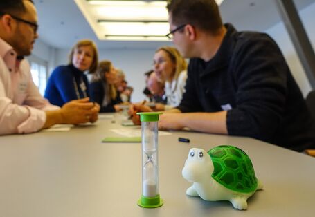Quietscheschildkröte wurde als Zeitstopper im Workshop verwendet