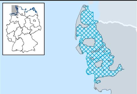 Karte mit den Küstenstreifen an der Nordsee, die im Text benannt sind