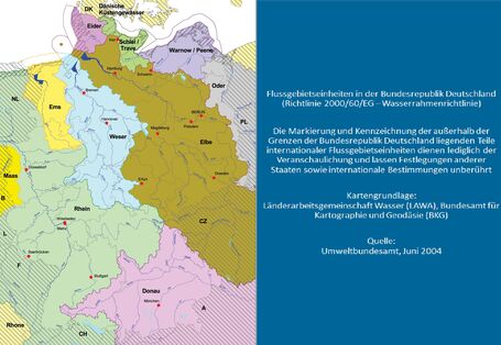 Karte mit den Flussgebietseinheiten in Deutschland