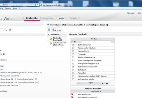 Data selection in the search tool