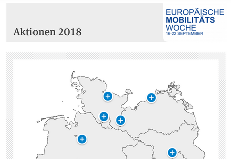 Ausschnitt aus einer Deutschlandkarte mit Markern