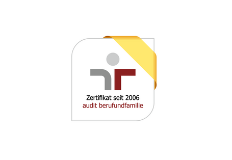 Logo mit der Inschrift: Zertifikat seit 2006, audit berufundfamilie