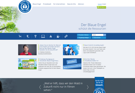 Screenshot der neuen "Blauer Engel"-Website